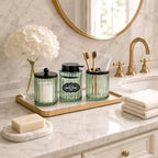 Amolliar Bathroom Accessories Set, Green Glass Complete 4PCS Bathroom Sets - Image 5