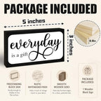 3x5 Inspirational Wooden Block Sign, Everyday Is a Gift, Black - Image 2