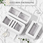 BSSN Glass Bathroom Accessories 5 Pcs, Clear Bathroom Set, Soap Dispenser, Toothbrush Holder Set, Tumber, Qtip Holder Set, Vintage Bathroom Sink Set, Cute Bathroom Decor - Image 6