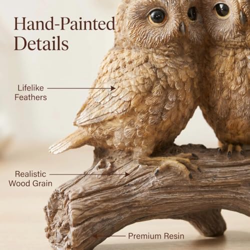 Braxio Owl Statue Home Decor - 7.5 Inch Resin Owl Couple Figurine - Image 4