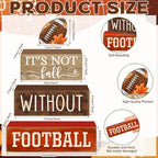 Yuntau 4 Pcs Fall Football Decor Rustic Wooden Blocks Table Centerpiece - Image 2