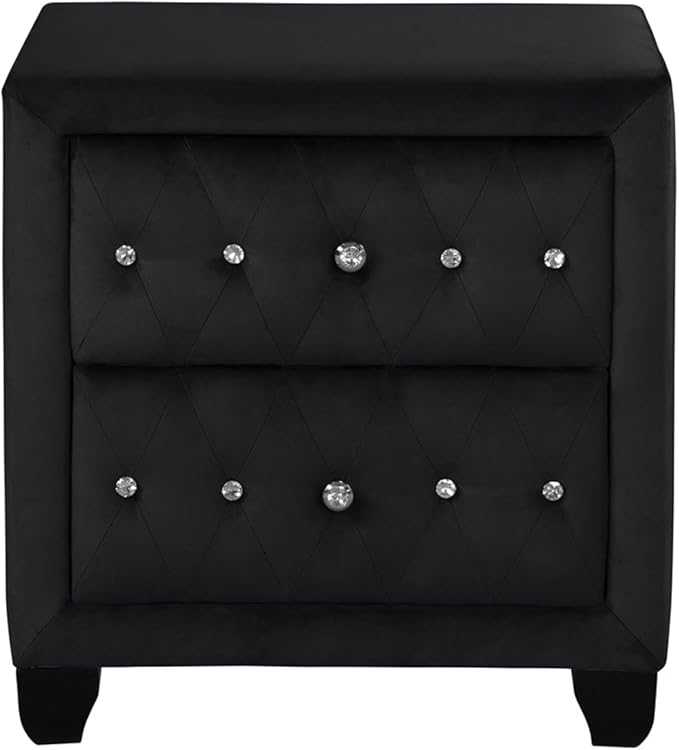 Sophia Modern Style Crystal Tufted 2-Drawer Nightstand Upholstered by MatrixFurnitureGroup