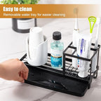Toothbrush Holders Toothpaste Organizer Bathroom Accessories, Matte Black - Image 3