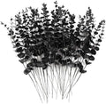 TIHOOD 14PCS 15” Black Eucalyptus Stems Artificial Eucalyptus Leaves Branches Fake Eucalyptuses Decor Faux Eucalyptus leaf Stem for Halloween Autumn Fall Floral Arrangement Wedding Bouquet Home Office by Tihood