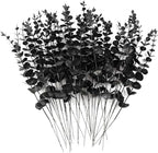TIHOOD 14PCS 15” Black Eucalyptus Stems Artificial Eucalyptus Leaves Branches Fake Eucalyptuses Decor Faux Eucalyptus leaf Stem for Halloween Autumn Fall Floral Arrangement Wedding Bouquet Home Office by Tihood