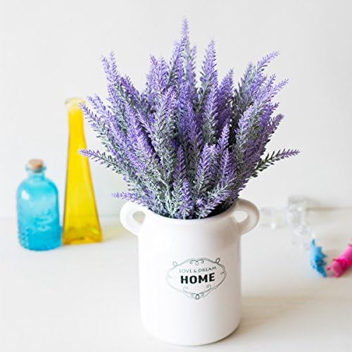 CATTREE Artificial Lavender for Decoration, Fake Flowers Flocked Plants Plastic Faux Flower Bundles Outdoor Indoor Wedding Bouquet Kitchen Table Centerpieces Arrangements DIY Decor - Purple 5 Pack - Image 2