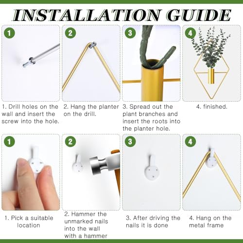 Jexine 2 Pcs Hanging Artificial Planters Wall Decor, Gold, Eucalyptus - Image 3