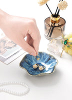 Lotus Leaf Shape Ring Holder Dish, Small Key Bowl, Ceramic Trinket Tray Jewelry Dish Organizing Necklace Earrings for Mom Friend Sister. All Jewelries Are NOT Included. Light Blue. - Image 2