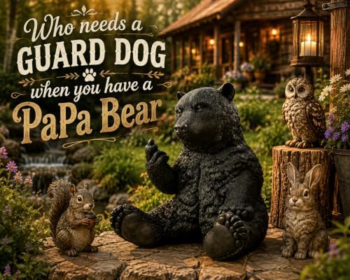 12" Hilarious Papa Bear Middle Finger Statue – Outdoor Decor - Image 3