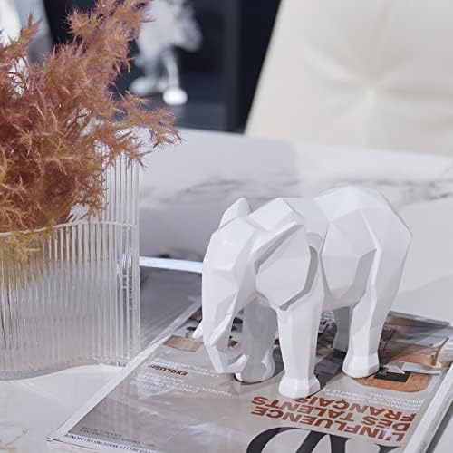 Cynkeyee Resin Elephant Statue Figurine - 4.5 in White Statues Decorations - Image 4
