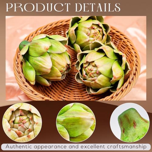 3 Pcs Large Faux Artichokes, Bowl Filler Decor for Home Kitchen - Image 3