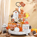 Reallnaive 18 Pcs Fall Tiered Tray Decor, Classic Vintage Pumpkin Signs - Image 2
