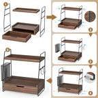 2-Tier Bathroom Counter Organizer with Drawer, Wood Counter Storage Shelf - Image 5