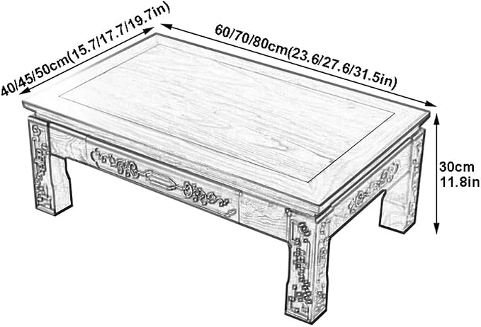 Antique Coffee Table, Japanese Style Low Wooden Table Tea Table - Image 3