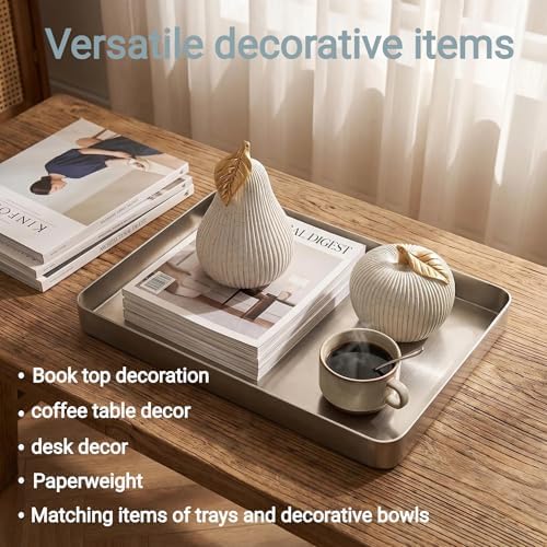 Apple and Pear Decor Set, Modern Fruit Sculpture Home Decor, White and Gold Decorative Ornaments for Living Room Bedroom Desk Shelf Coffee Table, Aesthetic Room Decor Unique Gift - Image 5