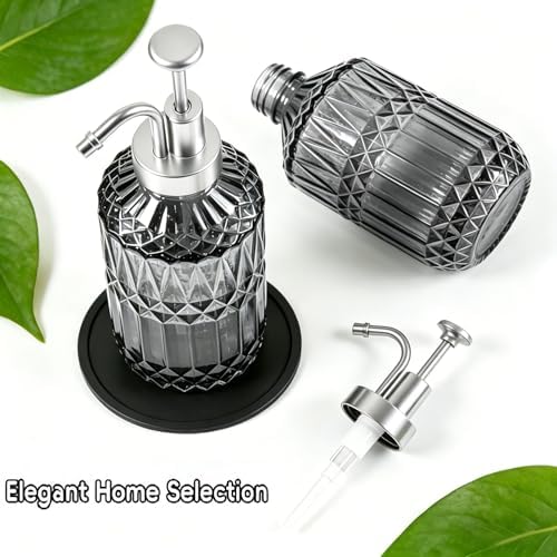 Amolliar 12 Oz Glass Soap Dispenser with Plastic Pump,Dark Grey,1 Pack - Image 7