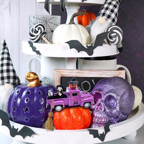 Witch Halloween Decor Indoor Vintage Metal Truck Witch Tiered Tray Decor - Image 5