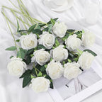 200Pcs White Roses Artificial Flowers, Realistic Silk Fake Roses Bouquet - Image 3