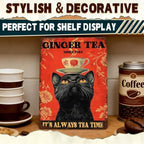 Funny Black Cat Tin Sign Ginger Tea It'S Always Tea Time Metal Sign Wall Decor For Home Cafe Bar Kitchen Poster 12x16 Inch - Image 5