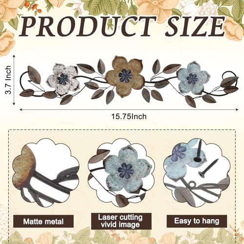 Wesiti Metal Flower Wall Art Decor Vintage Wrought Scroll, Colorful - Image 2