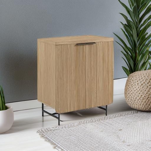 Walker Edison Reema Fluted Door Accent Table, 32 Inch, Coastal Oak - Image 5