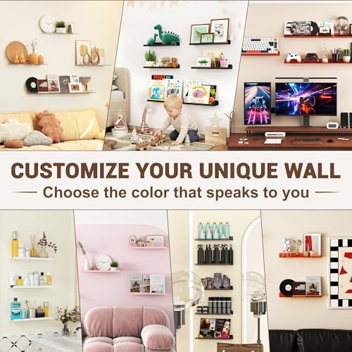 Qukaka 15" Clear Floating Shelves for Wall, 4 Pack Display Ledges-Black - Image 6