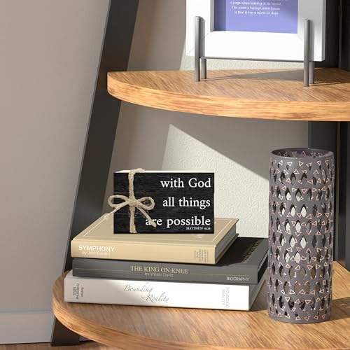 Decorative Books For Home Decor, Christian Table Faux Wood Book Stack Decor, With God All Things Are Possible Bible Stacked Book Decor, Stack Display Books For Nightstand Display, Three Pieces -C(14) - Image 6