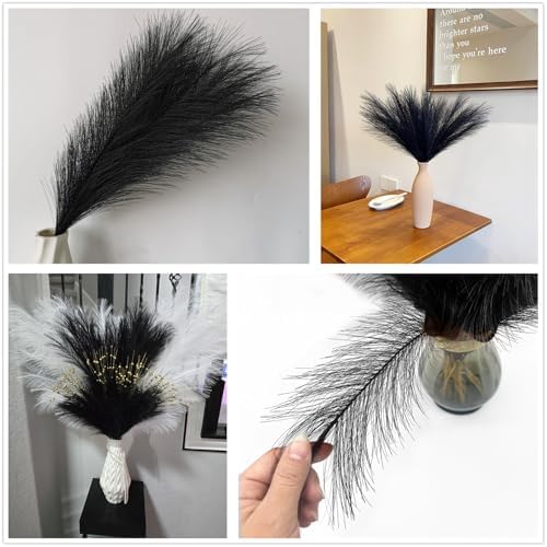 CATTREE Faux Pampas Grass Stems - Black 30 Pcs, Artificial Small Pampas Grass Stems 17 Inch Reeds for Home Decor Vase, Dried Flowers, Fake Fluffy Floral Plants Wedding Party Christmas Boho Decorations - Image 4