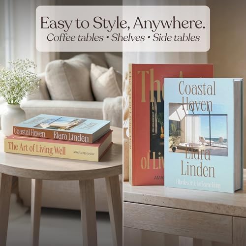 MESMOS Decorative Books for Shelves, Coffee Table Decor Faux Books for Decoration, Works as Hidden Storage Box, Magnetic Closure, Linen Texture, Packaged in another Aesthetic Fake Book (Home & Living) - Image 5