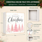 Christmas Decorations Pink Pine Tree Merry Christmas Wood Box Sign - Image 4