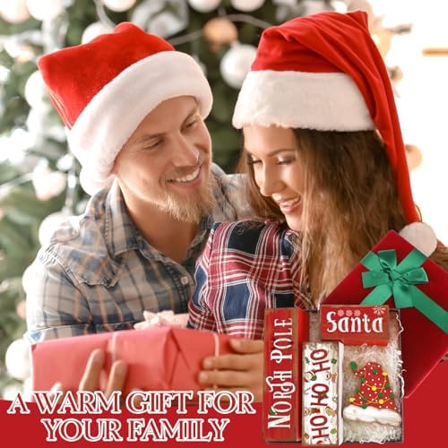 Moucuny 4 Pcs Christmas Table Sign Santa Hat Decorations - Image 4