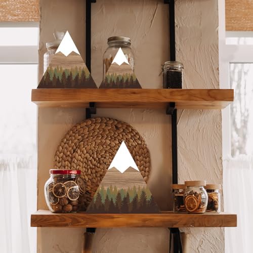 3 Pcs Mountain Shelf Decor Mountain Wooden Wall Decor Forest Art, Brownish - Image 4