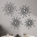 Blulu 4 Pcs Black Wall Decor, Bling Crystal Starburst Metal Wall Art by Blulu