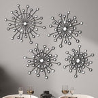 Blulu 4 Pcs Black Wall Decor, Bling Crystal Starburst Metal Wall Art by Blulu