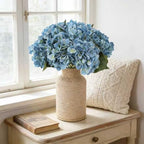 Kimura's Cabin 6pcs Hydrangea Artificial Flowers Silk Faux Hydrangeas,Blue - Image 5