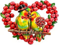 HONGLAND Heart Berry Wreath Lovebird Metal Wall Decor by HONGLAND