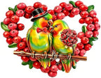 HONGLAND Heart Berry Wreath Lovebird Metal Wall Decor by HONGLAND