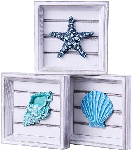 LODOCAVE Seashell Starfish 3D Art Beach Wall Decor, 6.3"x6.3" by LODOCAVE