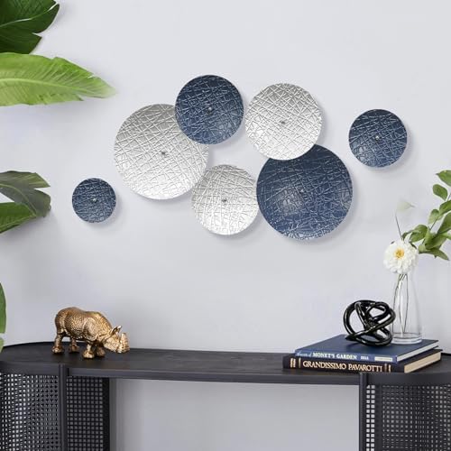 TEIPAI Blue Wall Decor for Home Living Room Gallery,7PCS Metal Art Accent by TEIPAI