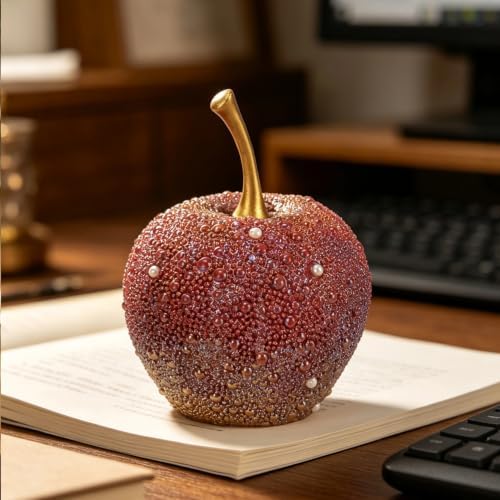 Rhinestone Beaded Apple Figurine, Resin Apple Statue Tabletop Decor - Image 5