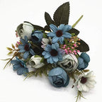 CATTREE Artificial Peony Bud Mixed Flowers, Plastic Plants Silk Fake Flowers Bouquet Bridal Home Garden Office Kitchen Bathroom Table Centerpieces Wedding Decor Decorations 4 pcs - Blue - Image 4