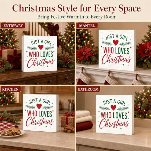 Christmas Decorations Just A Girl Who Loves Christmas Tree Wood Box Sign - Image 6