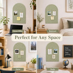 Large Arched Felt Bulletin Board, Sized 36" x 24" for Office & Wall Decor – 6 Customizable Adhesive Tiles with Pins are Perfect to Display Your Photos (Sage Green-A) - Image 6