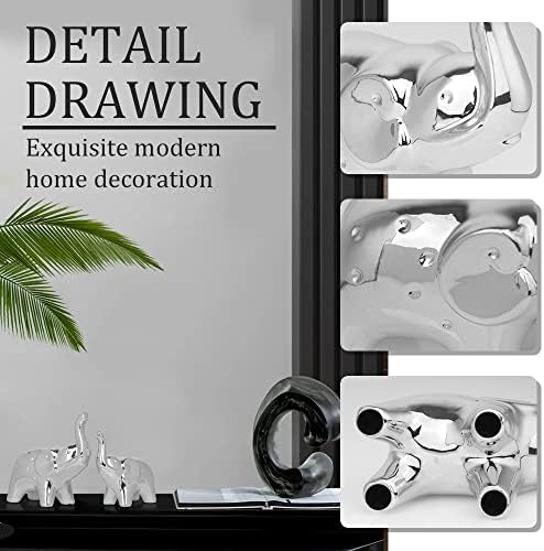 A Pair Elephant Statue Home Decor,Modern Style Figurines,Sculpture for ​Office Desktop Bookshelf Living Room (Silver) - Image 4