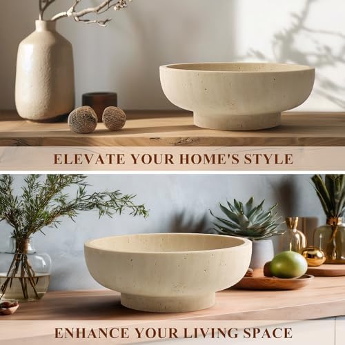 YMXYJM Decorative Resin Bowl, Large Fruit Bowl, Artificial Travertine Beige - Image 4