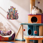 Wesiti Cat Wall Art Iron Sculpture 10.4 x 12.6 Inches Mid Century Muted - Image 4