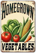 Vegetable Tomatoes Metal Tin Sign 12x8 Inch Farmhouse Kitchen Wall Decor with Tomato Corn Fresh Harvest Design Rustic Farm Garden Sign for Home Restaurant Yard Outdoor Country Decor by KIYOYOHomeIsOurHappyPlace
