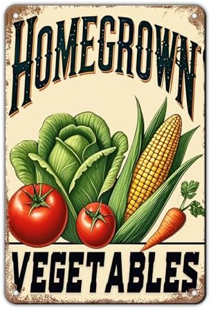 Vegetable Tomatoes Metal Tin Sign 12x8 Inch Farmhouse Kitchen Wall Decor with Tomato Corn Fresh Harvest Design Rustic Farm Garden Sign for Home Restaurant Yard Outdoor Country Decor by KIYOYOHomeIsOurHappyPlace