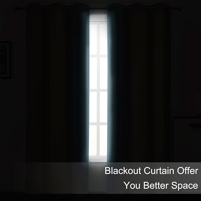 Blackout Curtains 66 x 84 inch/Stone Blue Curtains Set of 2 Panels/Thermal - Image 3