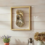 Newinhome Animal Heads Wall Decor (Includes Metal Frame) Resin Animals Sculptures Head Wall Hanging Decoration Gold vintage Wall Sculpture for Living Room Bedroom Office(Rooster) - Image 3